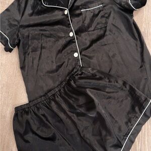 Black Women's Satin Pajama Set